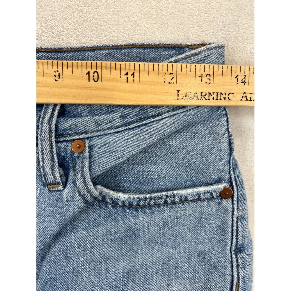 Madewell Denim‎ Shorts Womens 24 Blue High Rise Long Button Fly Raw Hem Cutoffs
